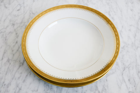 Incrustation Gold Rimmed Soup Plate